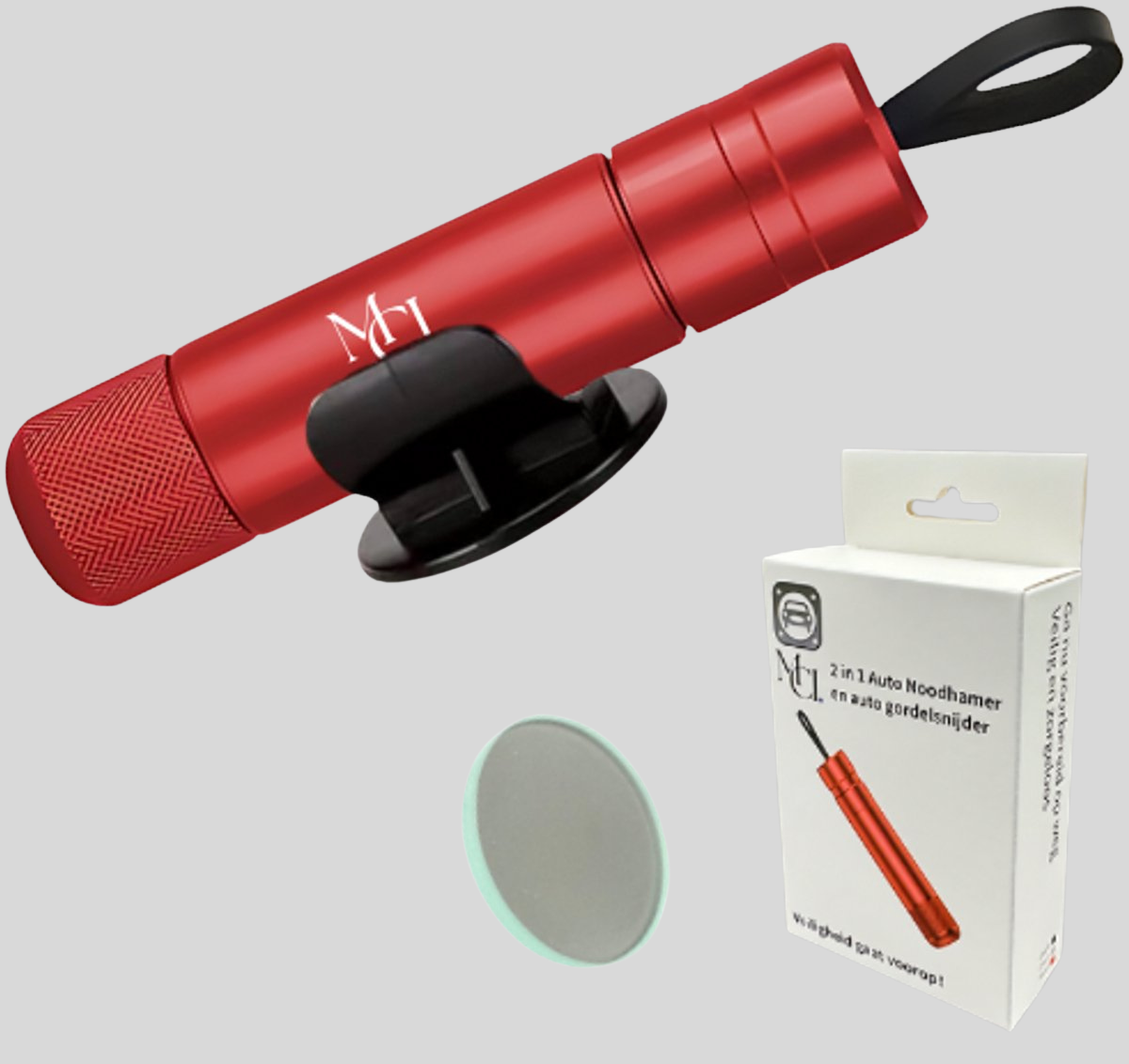 MCI® 2-in-1 Noodhamer & Gordelsnijder – Incl. Houder