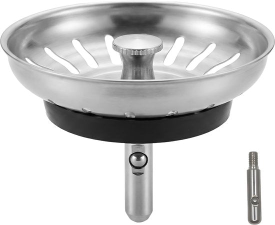 Lumivéra® Afvoerplug 80mm – Universele Gootsteen Stop & Zeef (RVS)