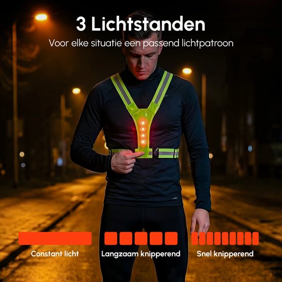 Lumivéra® Hardloopvest met LED – Reflecterend & Verstelbaar (Groen, 360° zichtbaarheid)