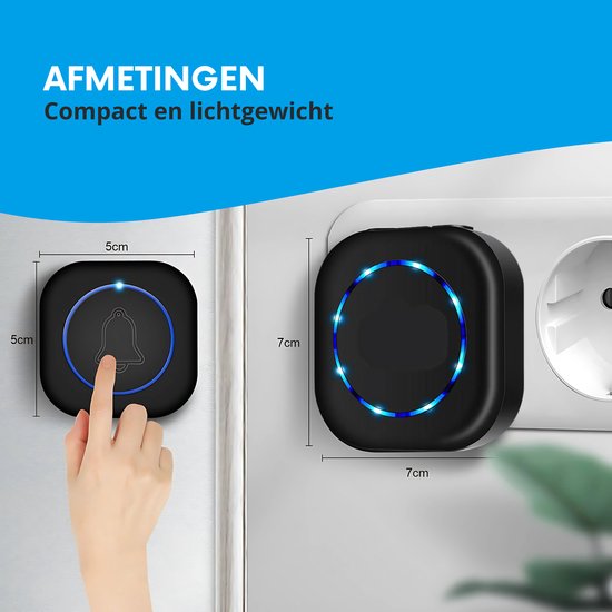 Lumivéra® Draadloze Deurbel – IP44 Waterdicht met Ontvanger (Zwart)